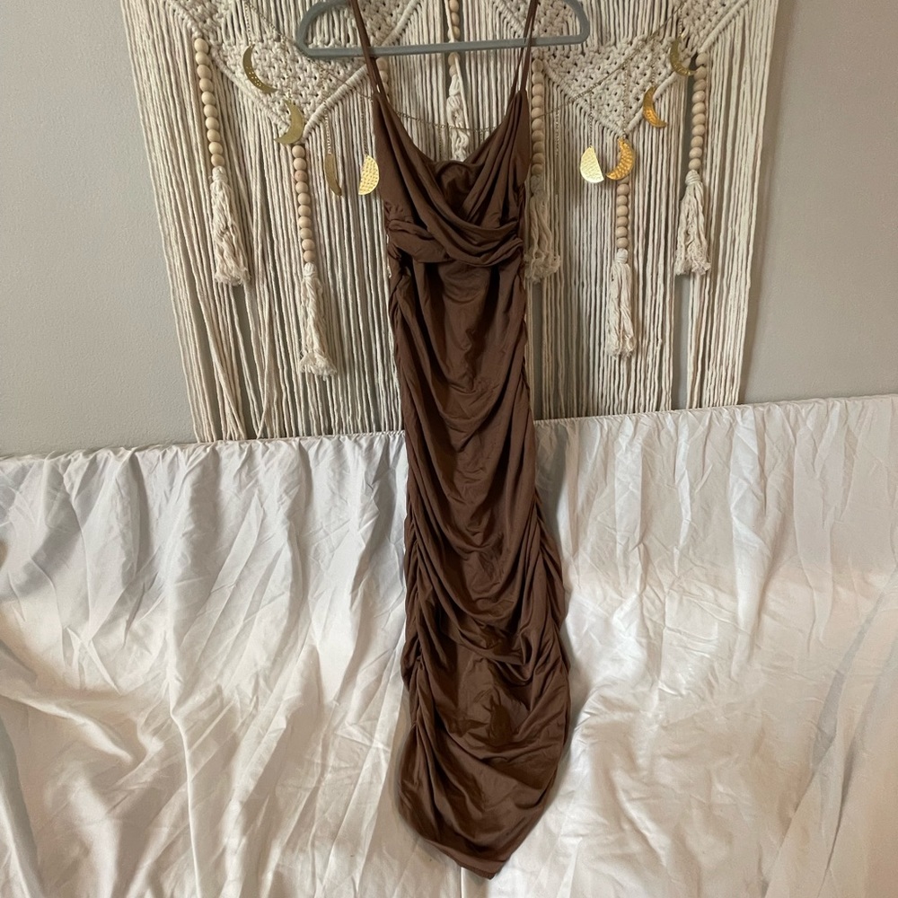 Solid ruched bodycon dress. NWOT never worn